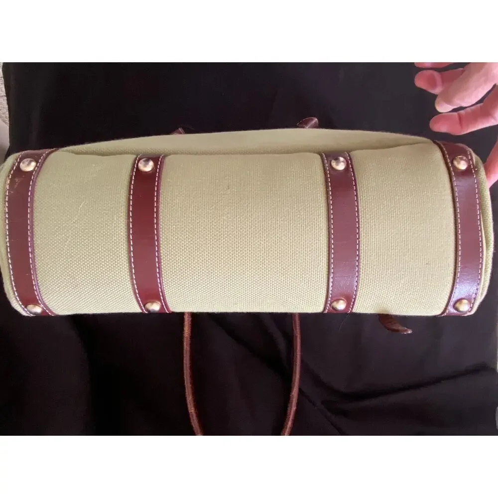 Coakley travel work bag - canvas and british tan leather with padding pockets